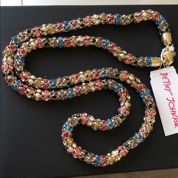 Betsey Johnson Jewelry - Betsey Johnson Mixed Stone Mesh Tube Long Necklace